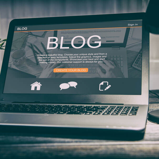 blog on a laptop